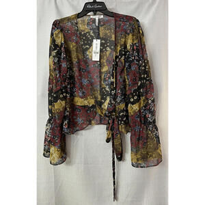 NWT BCBGeneration Womens Long Sleeve Sheer Open Shirt Top‎ Blouse Size Medium